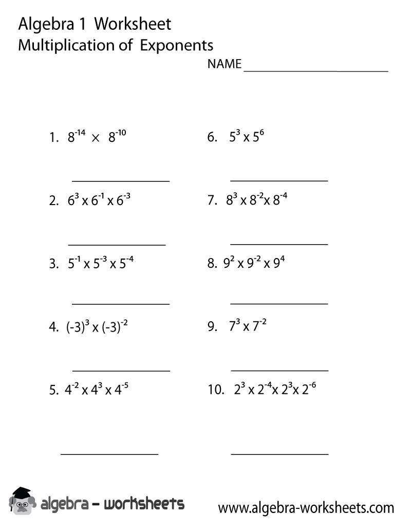 Print The Free Multiplication Exponents Algebra 1 