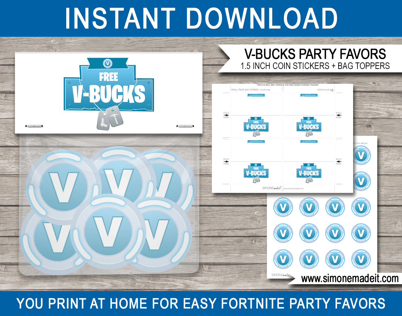 Printable Fortnite Birthday Party Decorations Invitations