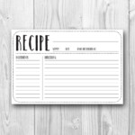 Printable Recipe Card 4x6 Recipe Card Plain Kitchen