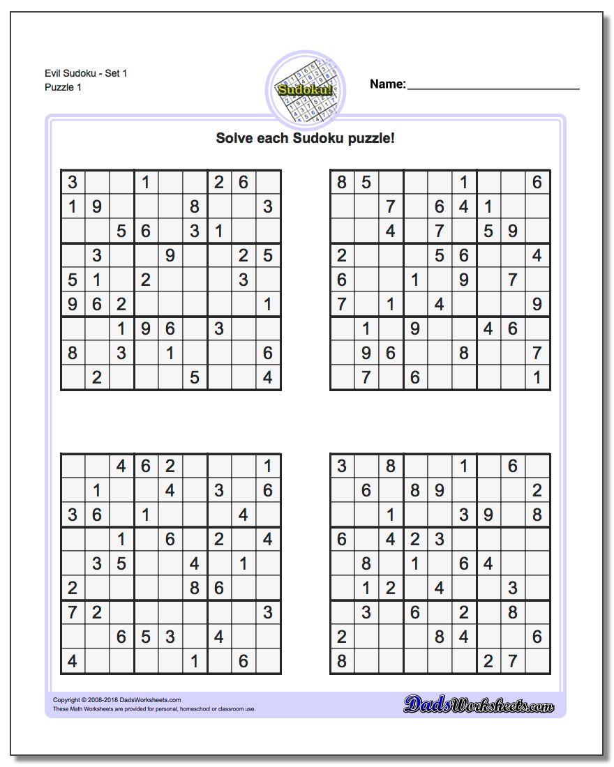 Printable Sudoku Puzzles Easy 1 Printable Crossword Puzzles