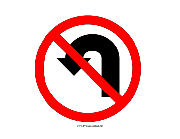 Printable U Turn Sign