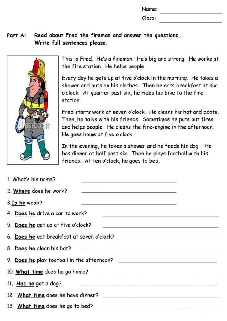 Reading Comprehension Worksheets Reading Comprehension 