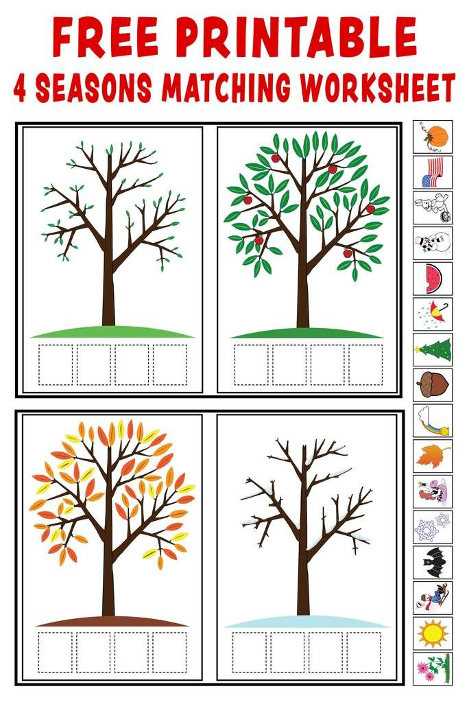  Season Match Up Printable 4 Seasons Matching Worksheet 