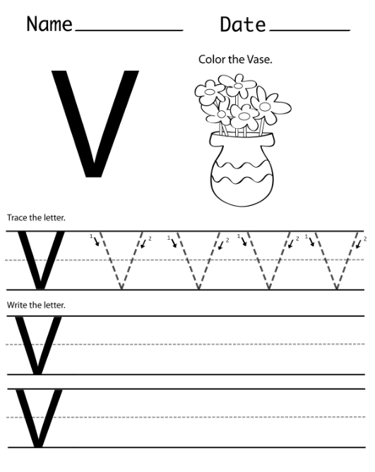 Uppercase Letter V Worksheets Free Printable Preschool 