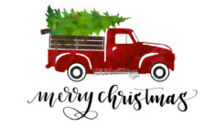 Vintage Truck With Christmas Tree Digital By