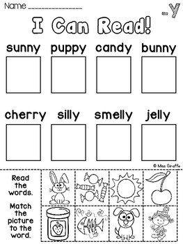 Vowel Sounds Of Y Worksheets Activities NO PREP By 