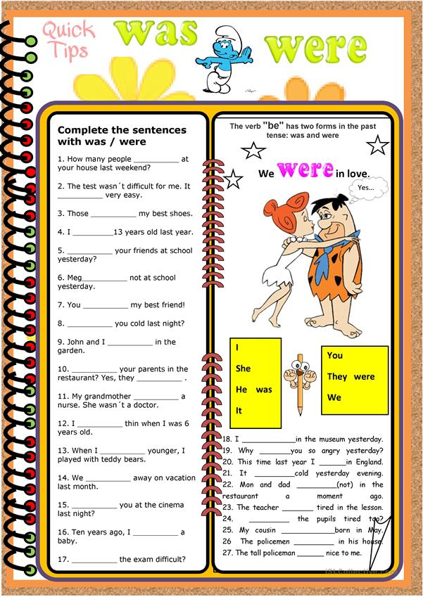 Was Or Were Worksheet Free ESL Printable Worksheets Made 