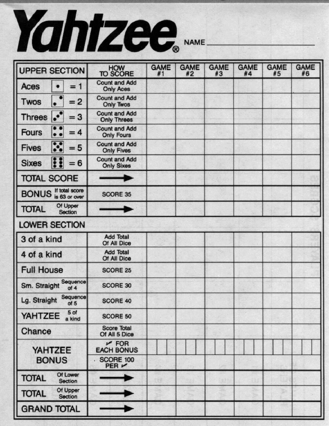 Yahtzee Score Sheets Printable Activity Shelter