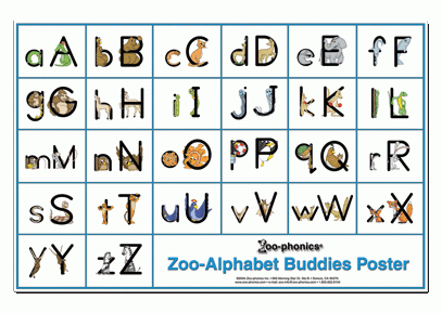 Zoo Alphabet Buddies Poster Zoo phonics