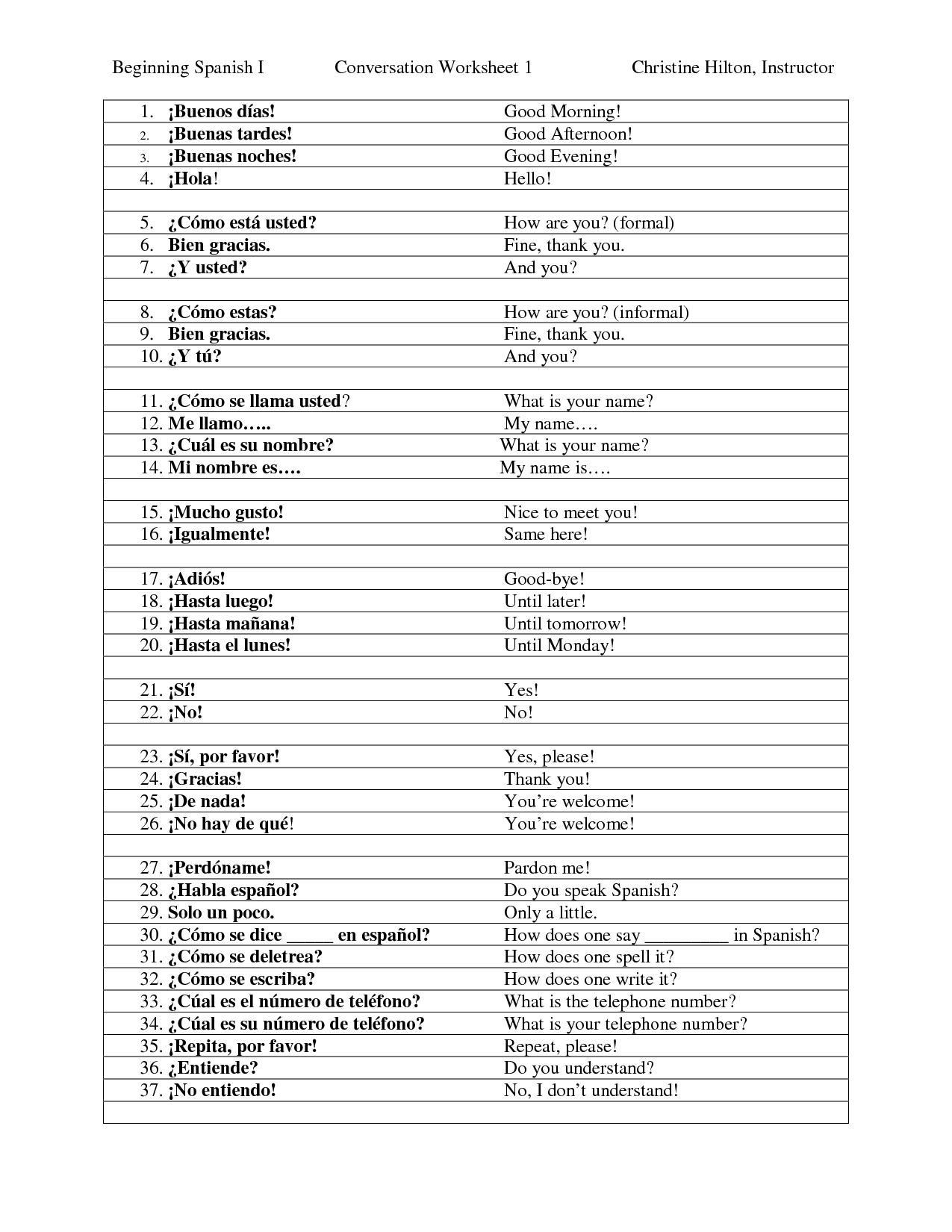 12 Best Images Of Spanish Name Worksheets Free Printable 