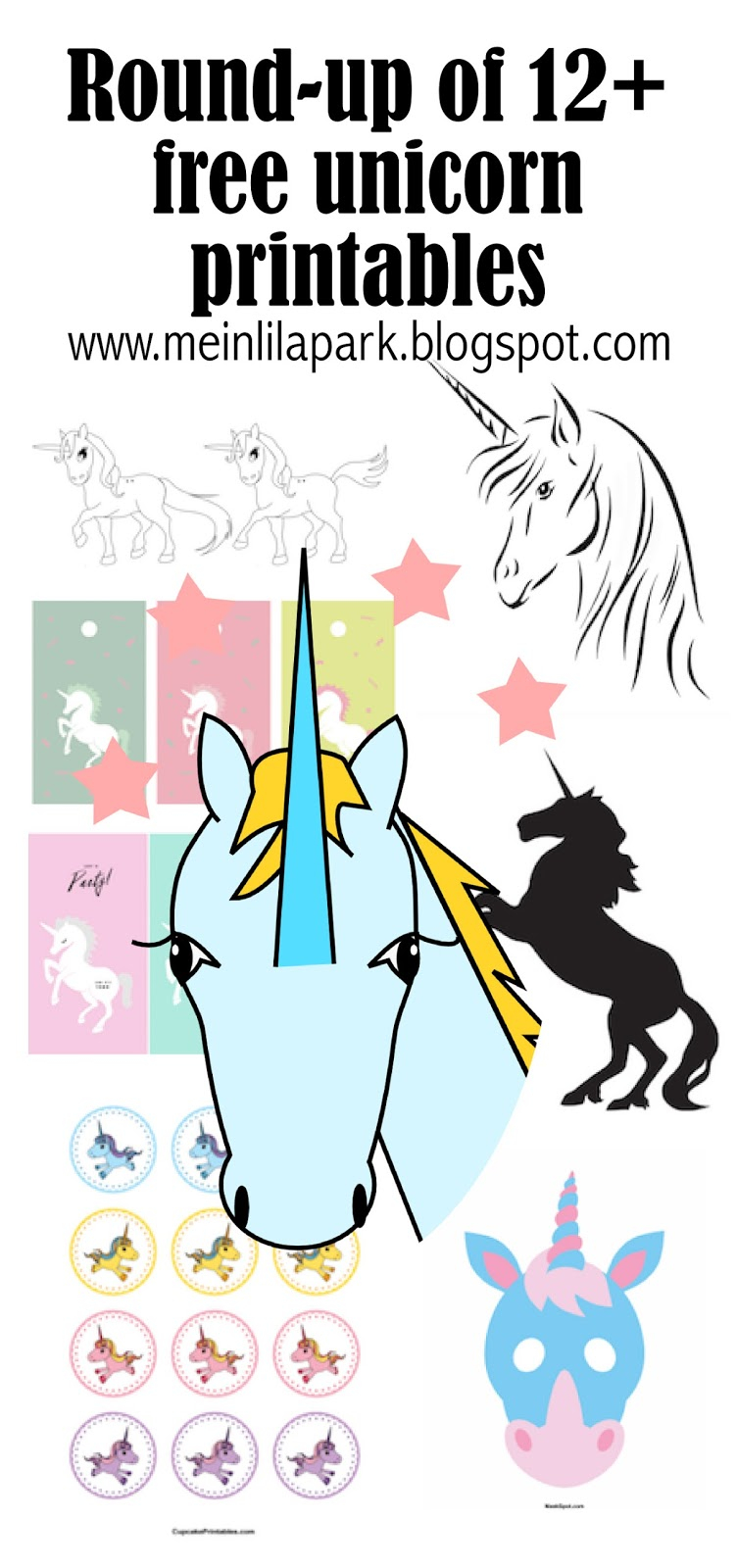 12 Free Unicorn Printables Einhorn Round up 