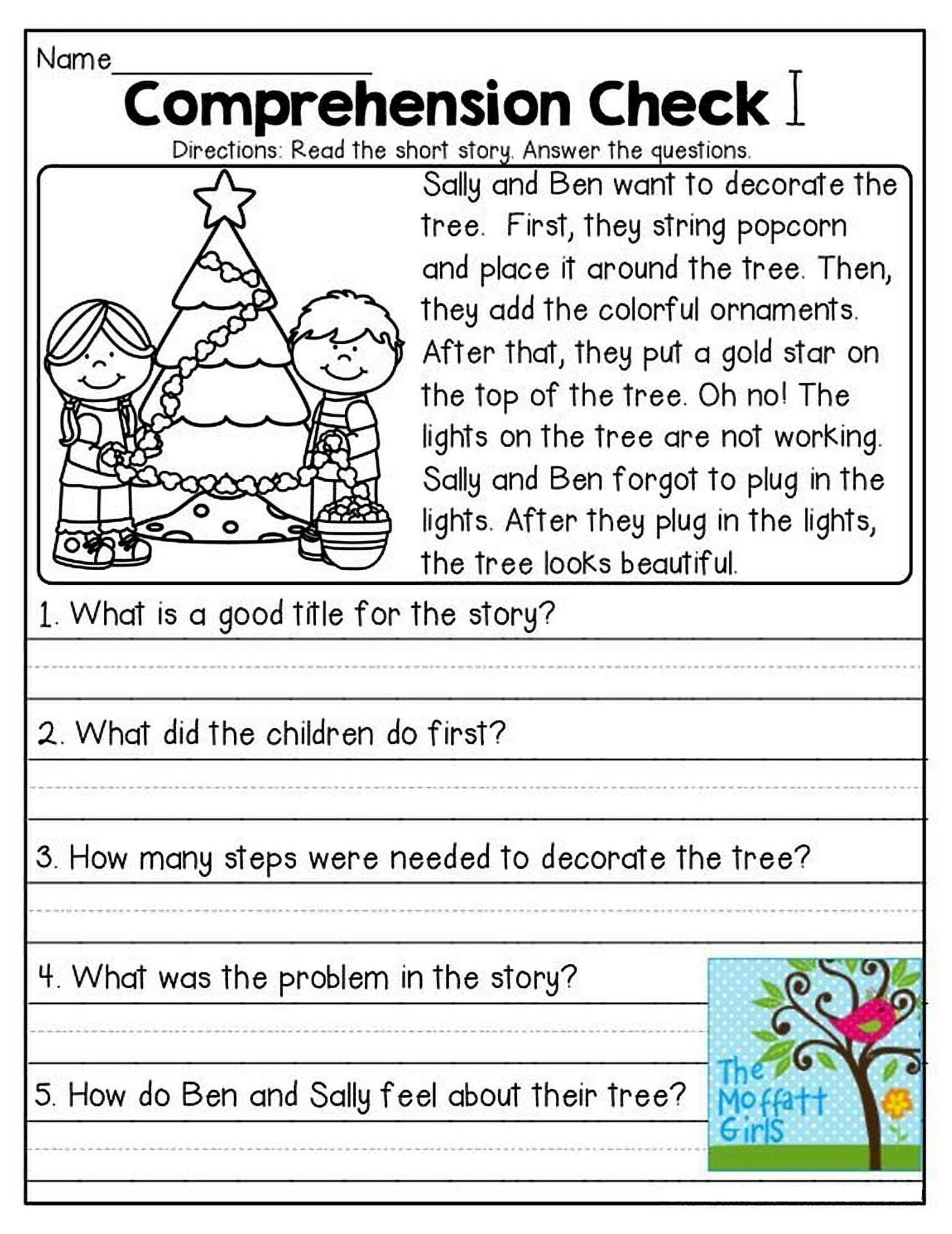 1st Grade Reading Comprehension Worksheets Printable PDF 