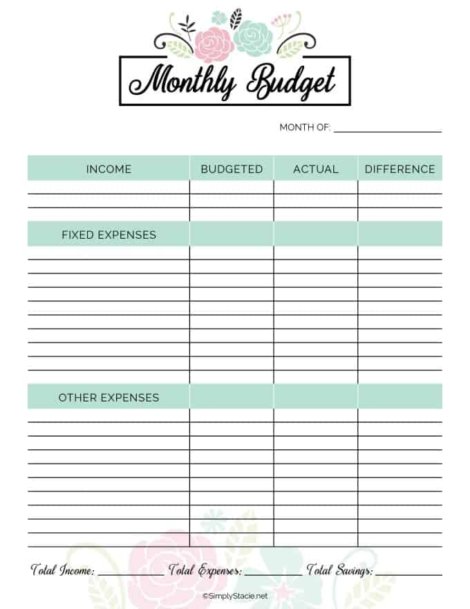 2019 Financial Planner Free Printable Simply Stacie