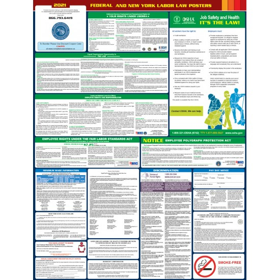 2021 New York Labor Law Poster All In One State Federal 