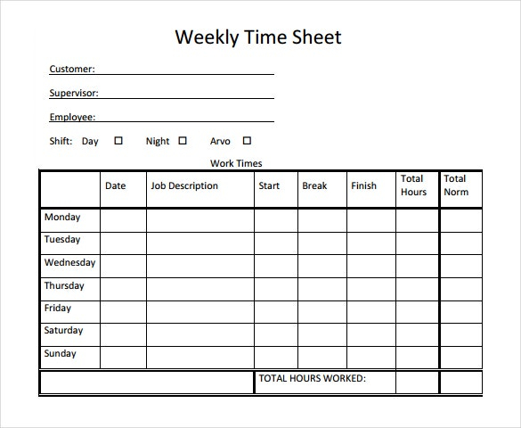 28 Weekly Timesheet Templates Free Sample Example 