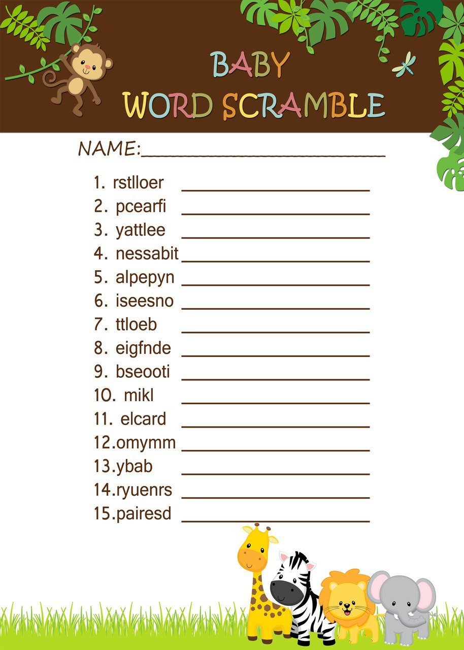 36 Adorable Baby Shower Word Scrambles KittyBabyLove