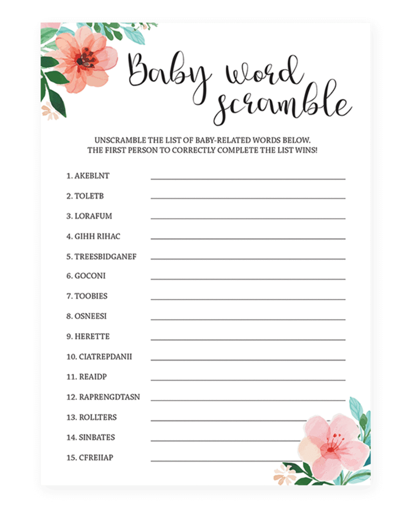 36 Adorable Baby Shower Word Scrambles KittyBabyLove