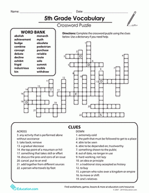 5th Grade Vocabulary Worksheets Free Printables 