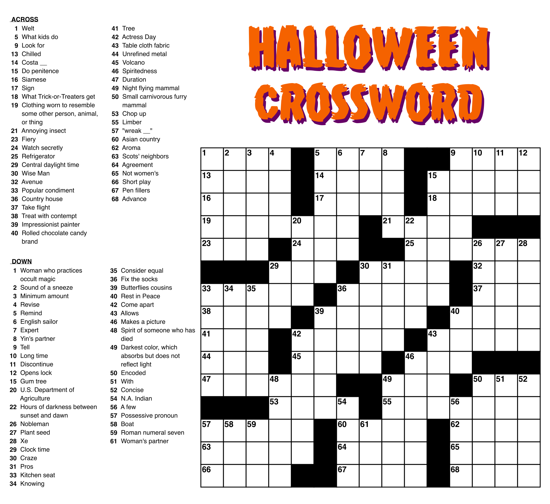 6 Best Large Print Easy Crossword Puzzles Printable 