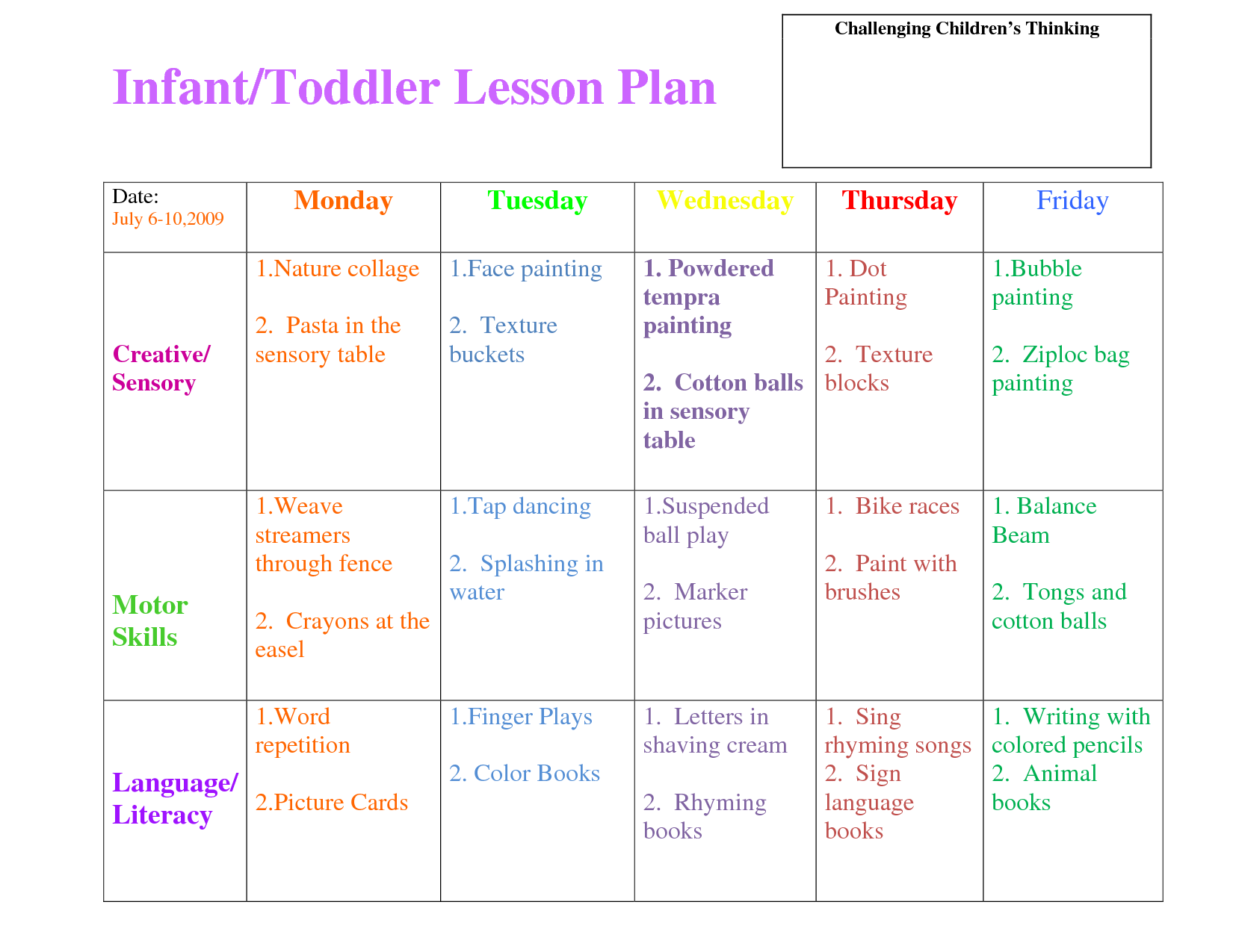 7 Best Free Printable Toddler Lesson Plans Printablee