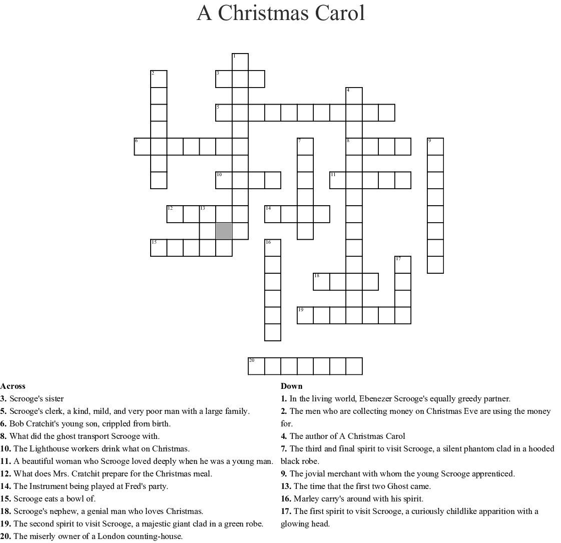 A Christmas Carol By Charles Dickens Word Search WordMint