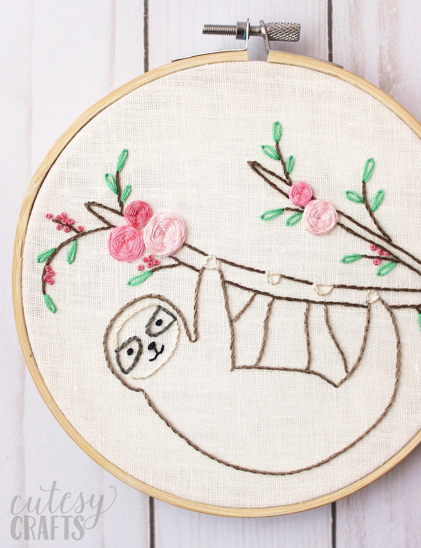 Adorable Sloth Hand Embroidery Pattern The Polka Dot Chair