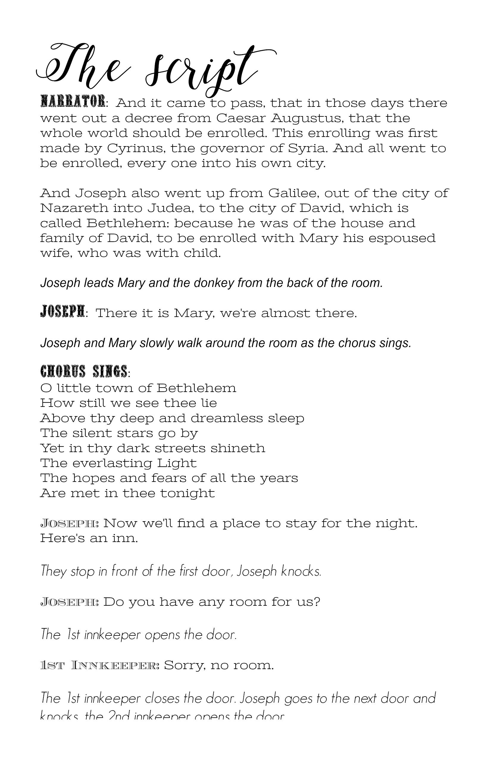 At Home Nativity Play Script Printable Booklet digital 