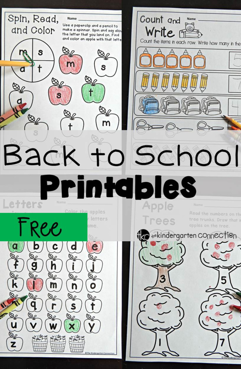 Back To School Printables The Kindergarten Connection 7470