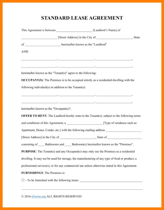 Basic Rental Agreement Fillable Template Business