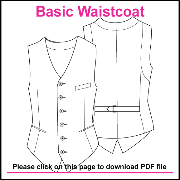 BASIC SINGLE BREASTED WAISTCOAT PATTERN CREATED IN 