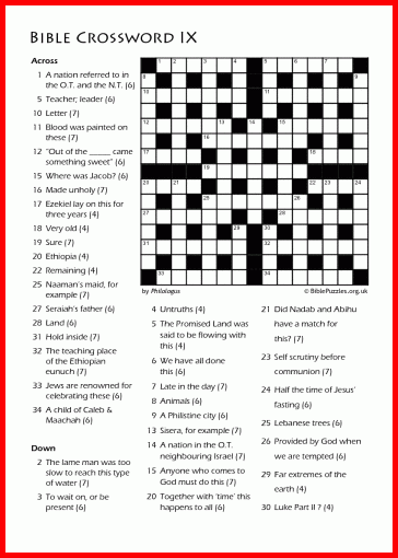 Bible Crossword Puzzle Crossword VIII BiblePuzzles