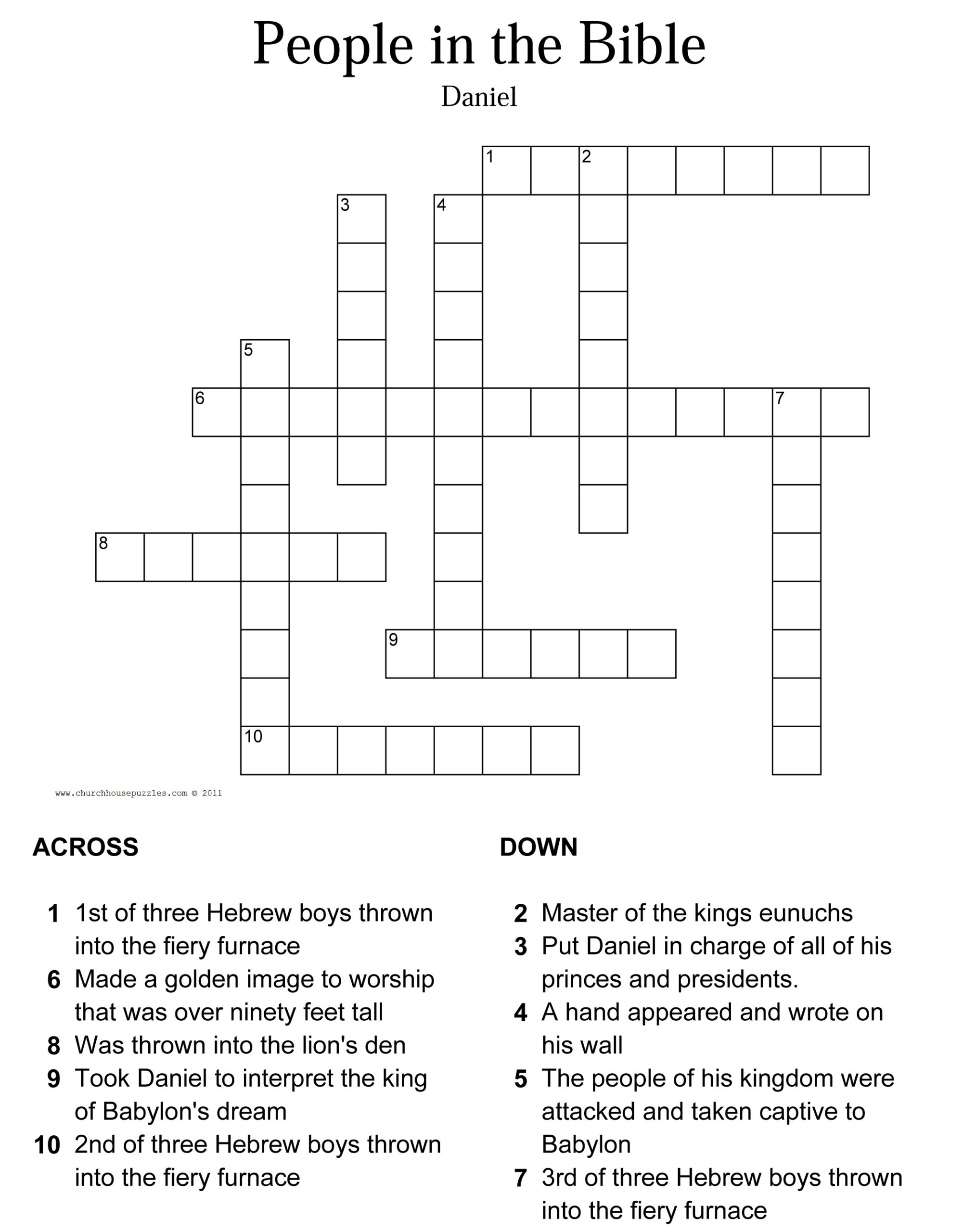 Bible Crossword Puzzles Printable Printable Crossword 