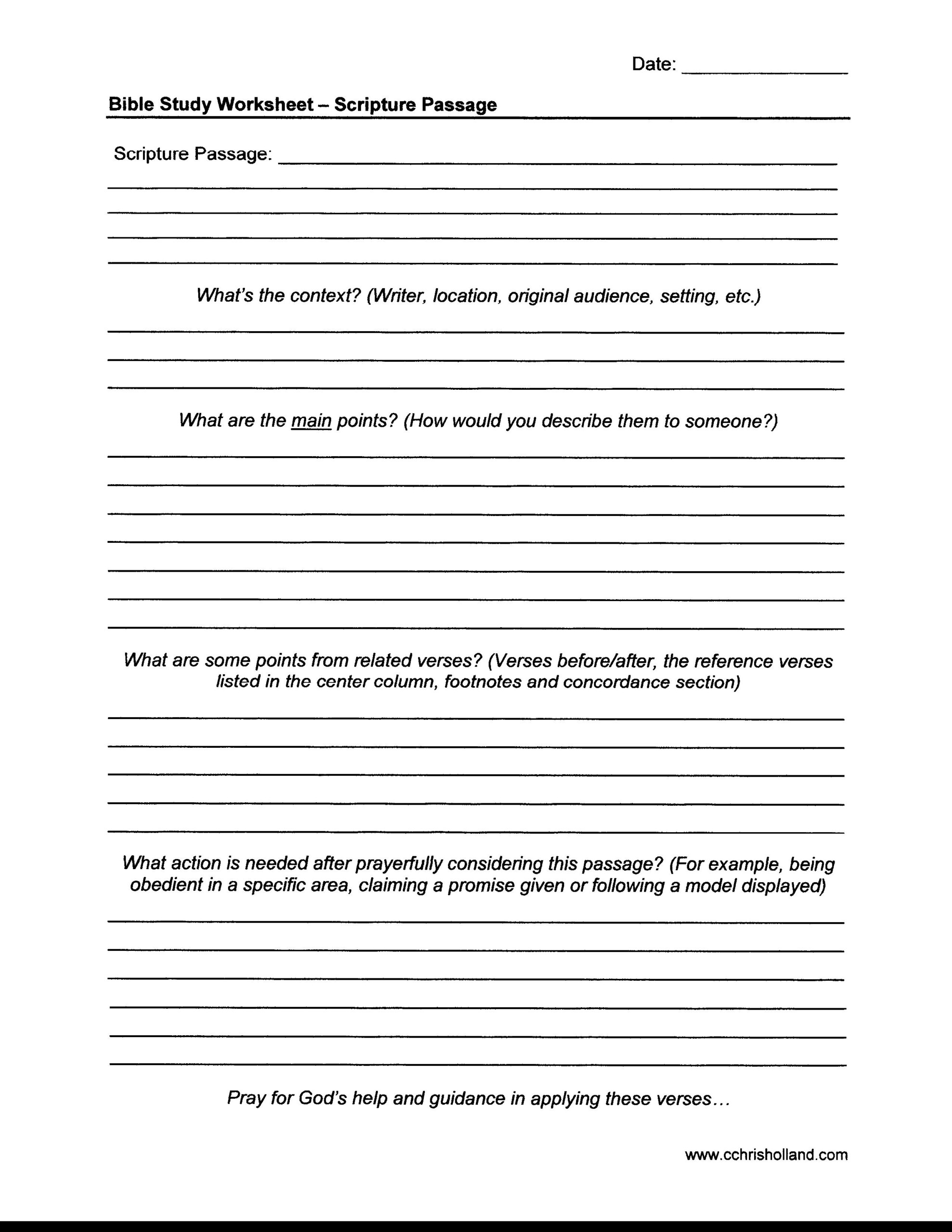 Bible Study Worksheets Cchrisholland