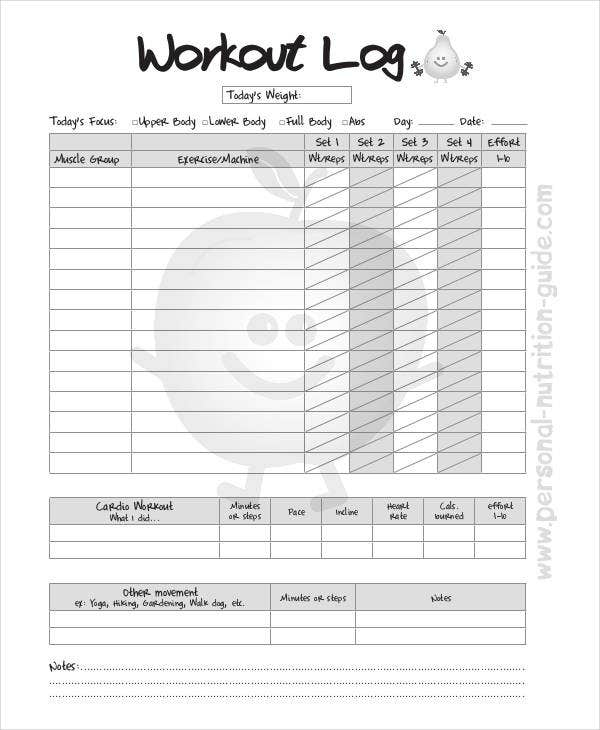 Blank Workout Log Template