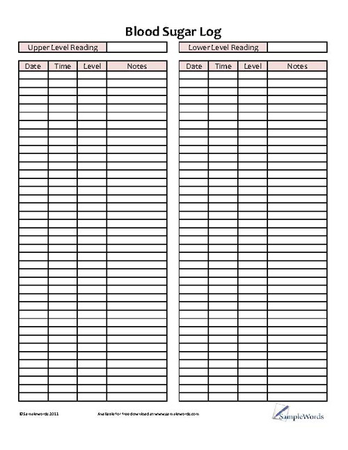 Blood Sugar Log