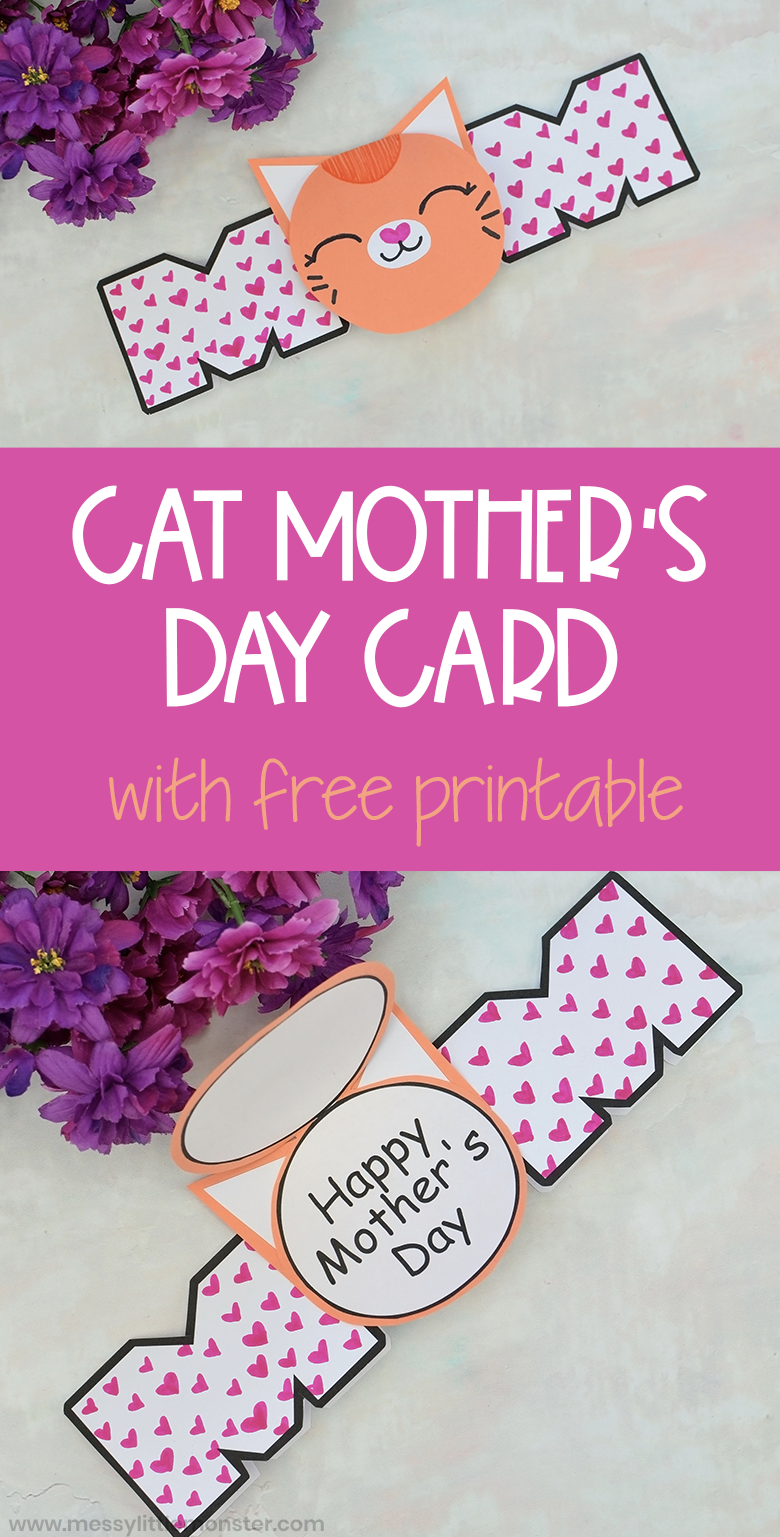 Cat Printable Mother s Day Card Craft Messy Little Monster