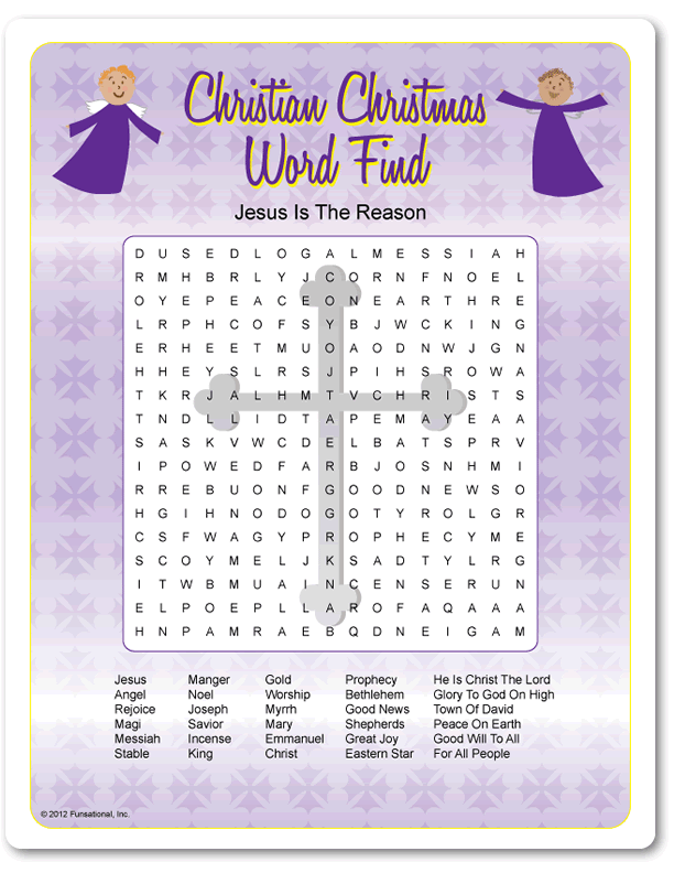 Christmas Word Search Christian Christmas Word Find 