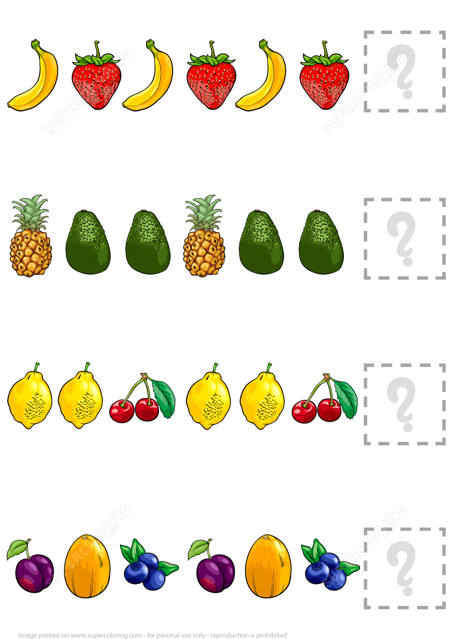 Complete The Pattern Worksheet With Fruits Free 