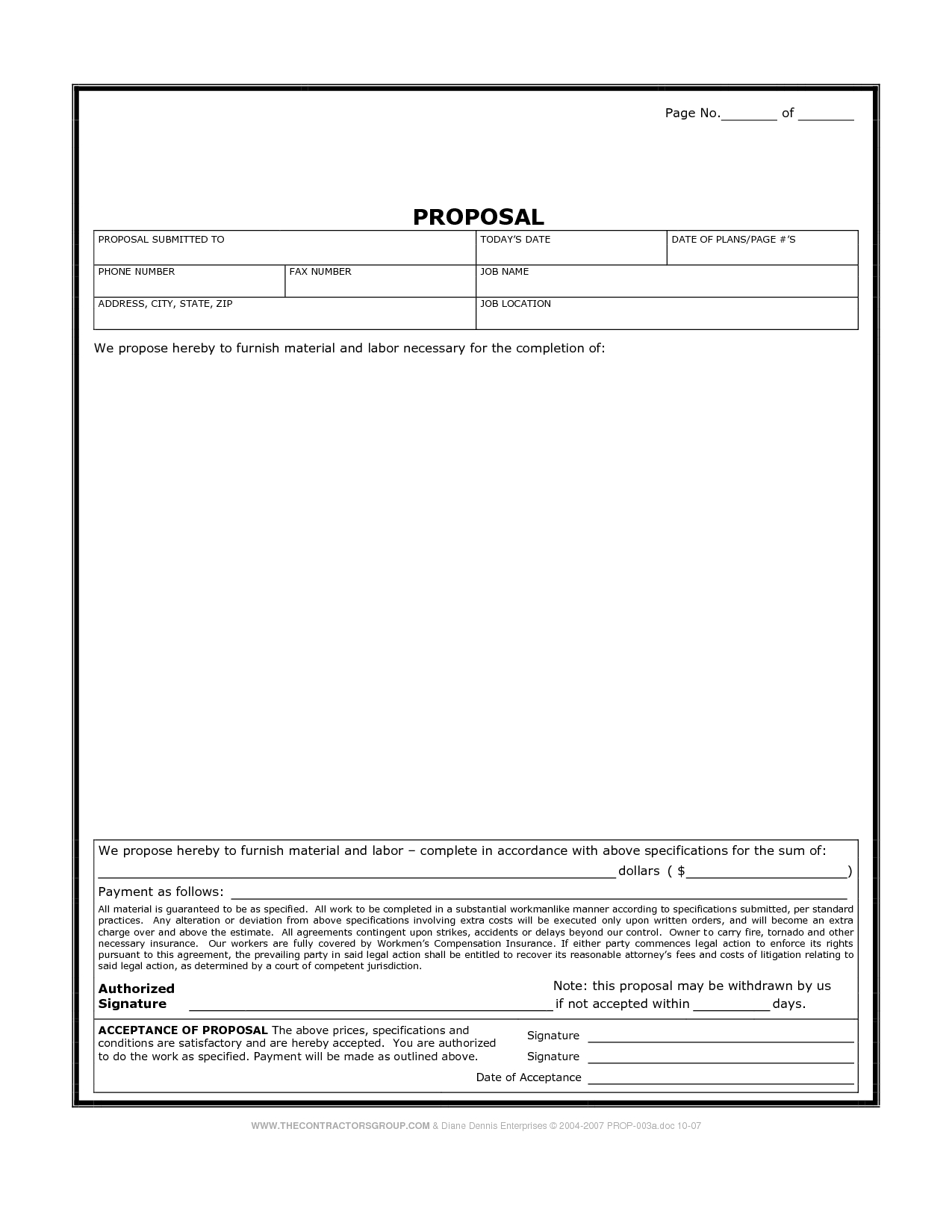 Contractor Bid Template