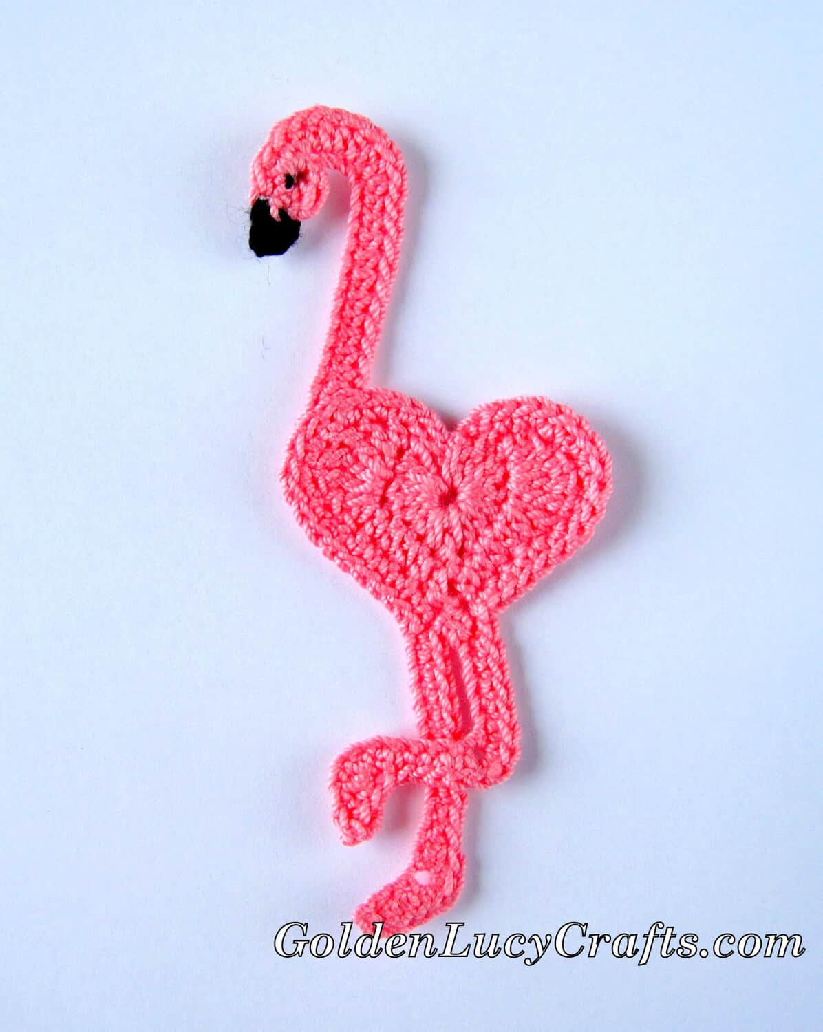 Crochet Flamingo Applique Free Pattern GoldenLucyCrafts