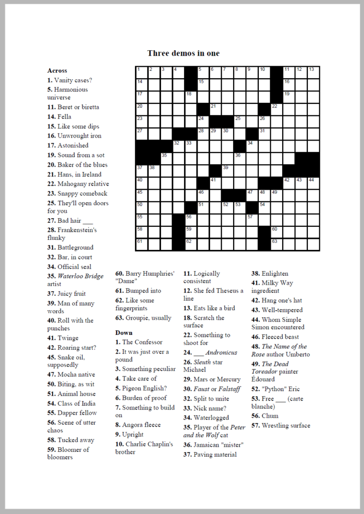 Free Printable Educational Crossword Puzzles