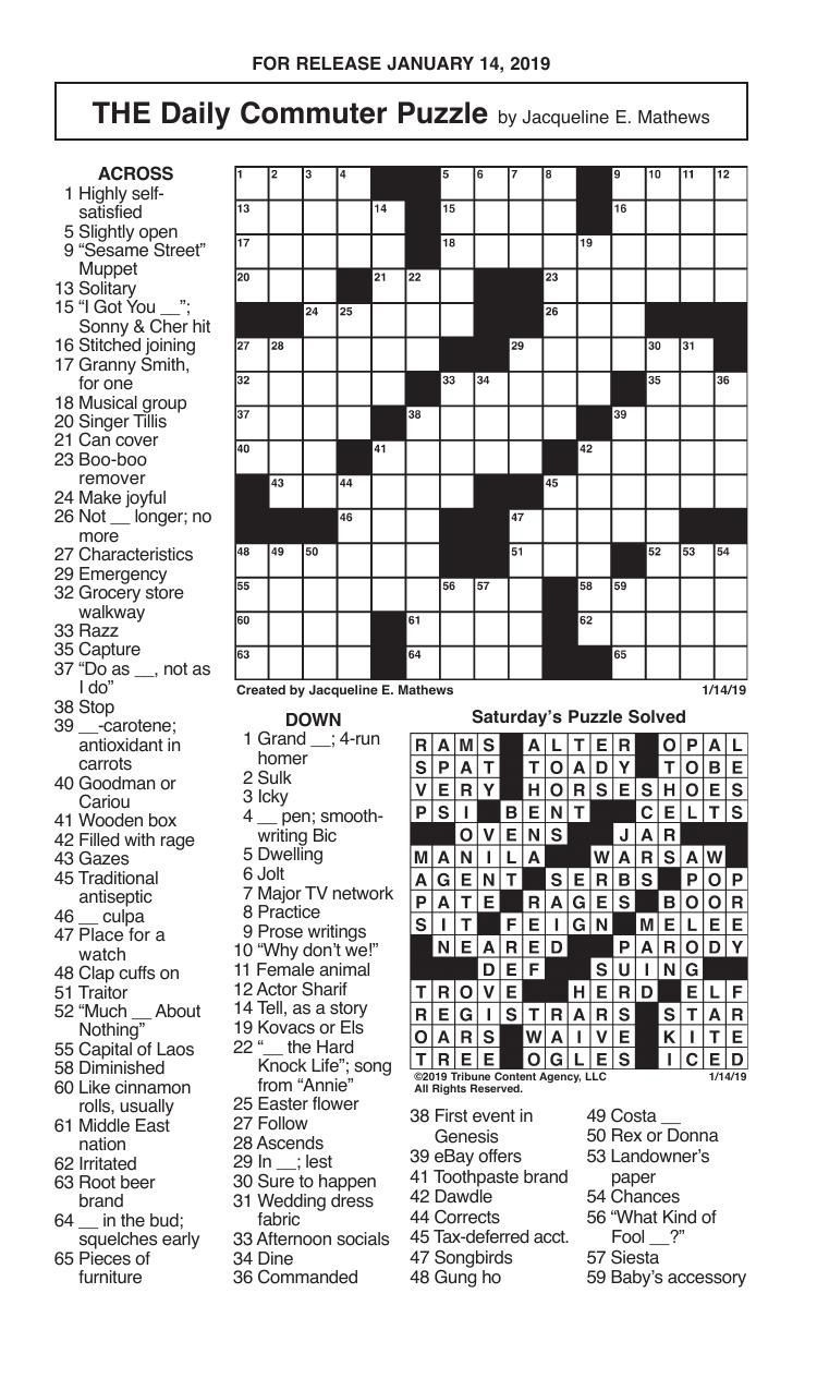 Crosswords January 14 2021 Crosswords Redandblack