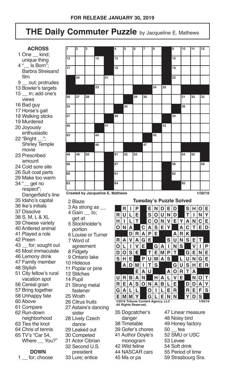 Crosswords January 30 2021 Crosswords Redandblack