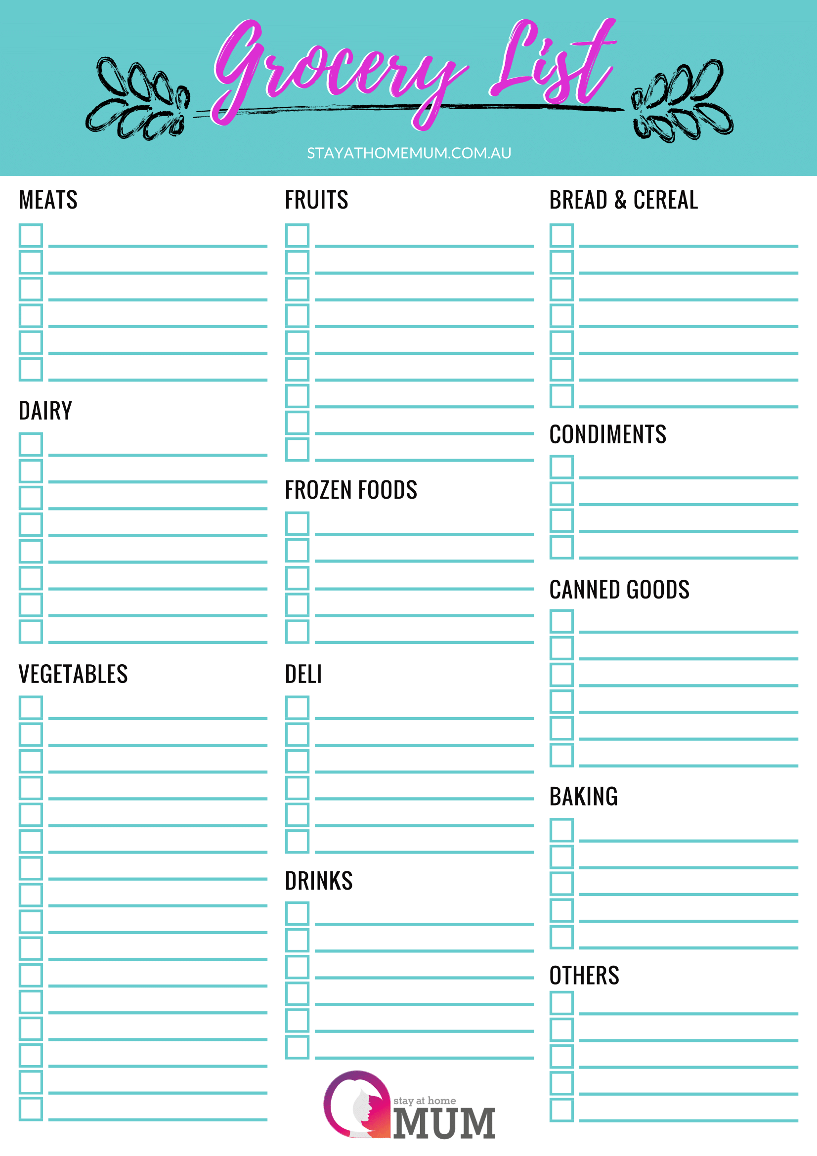 Customisable Grocery Shopping List A Free Printable