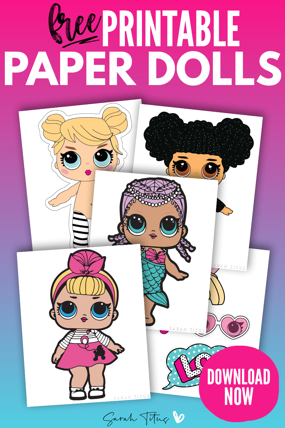 Cute Paper Dolls Printable Free For Kids Sarah Titus 