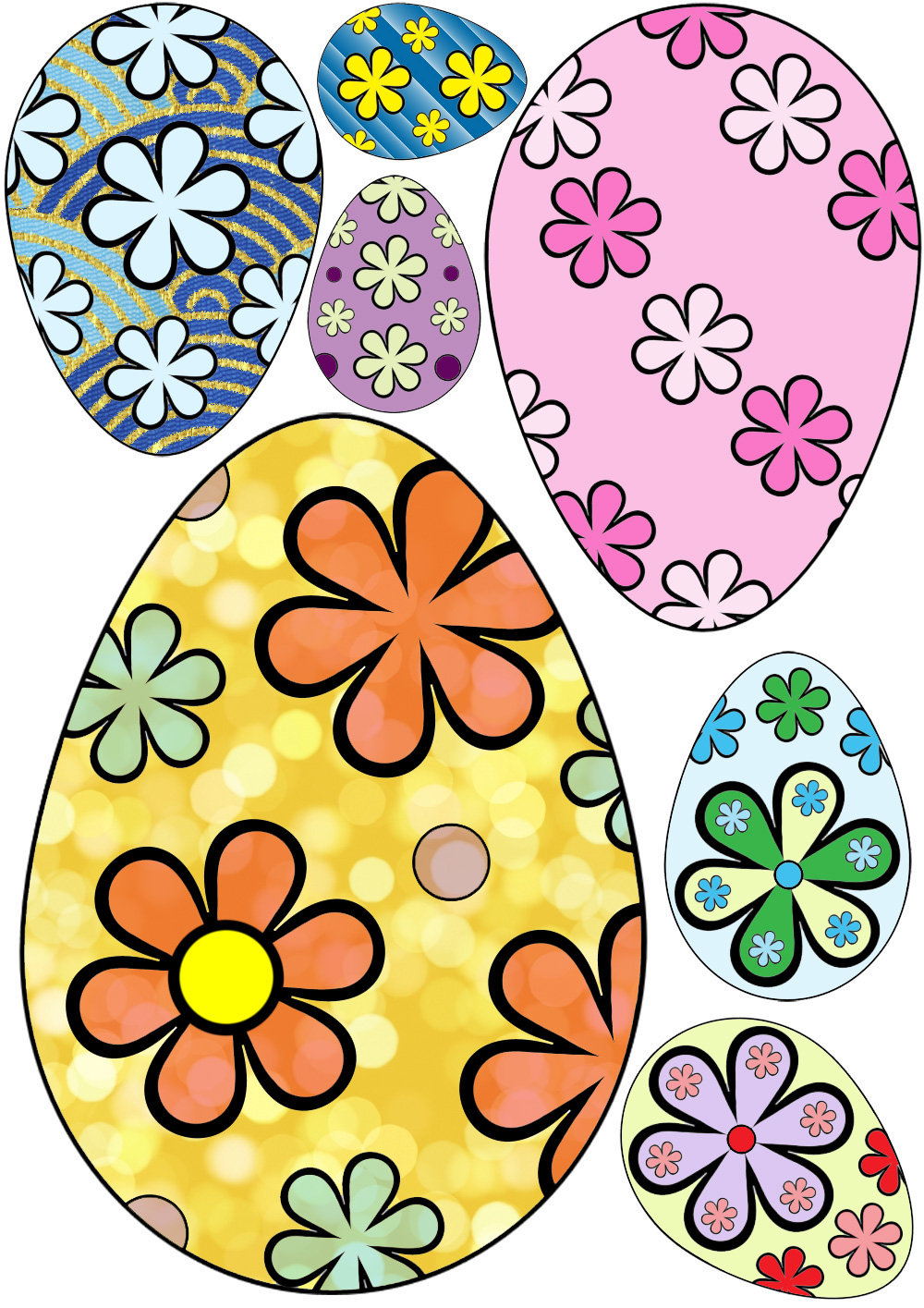 Decorative Easter Eggs Flower Design Rooftop Post 