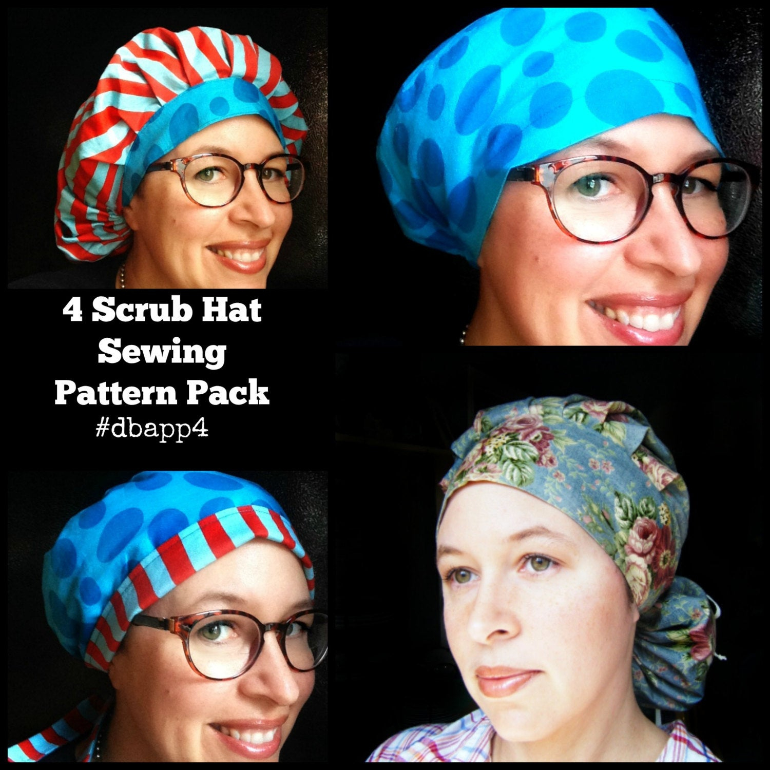 DIY Scrub Hat Sewing Pattern Tutorial Four Women s