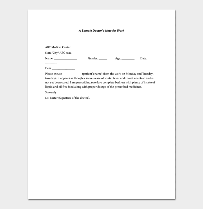 Doctors Note Template 7 Fillable Notes For Word PDF