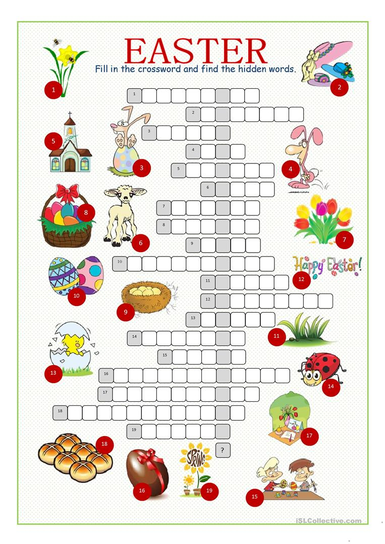 Easter Crossword Puzzle English ESL Worksheets For 