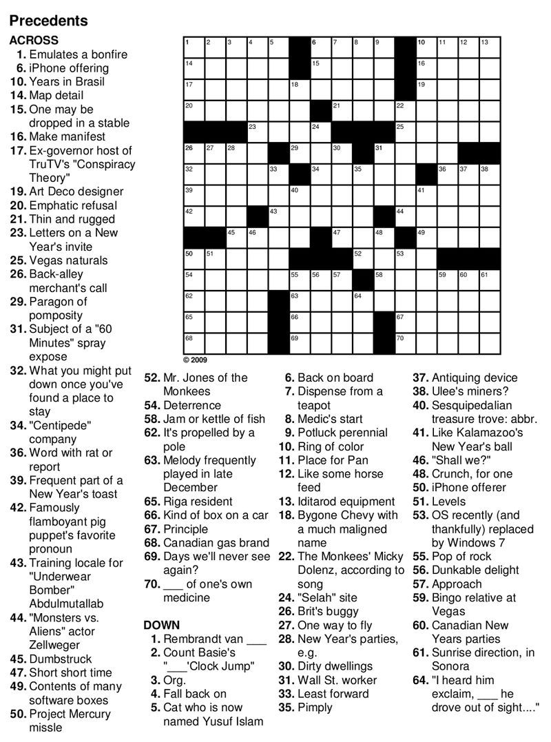 Easy Crossword Puzzles For Seniors Large Printable 